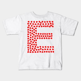 Letter E Heart Shape Initial Kids T-Shirt